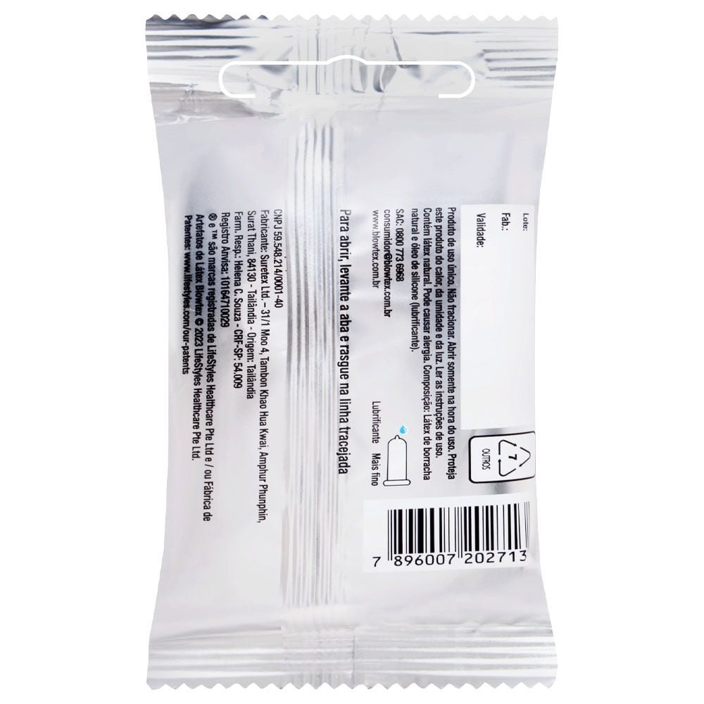 Preservativo Sensitive Extra Fino 03 Unidades Blowtex