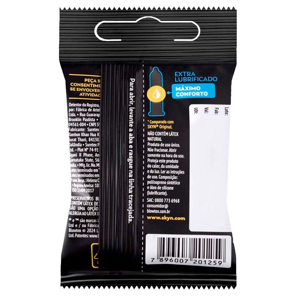 Preservativo Skyn Extra Lubrificado 03 Unidades Blowtex