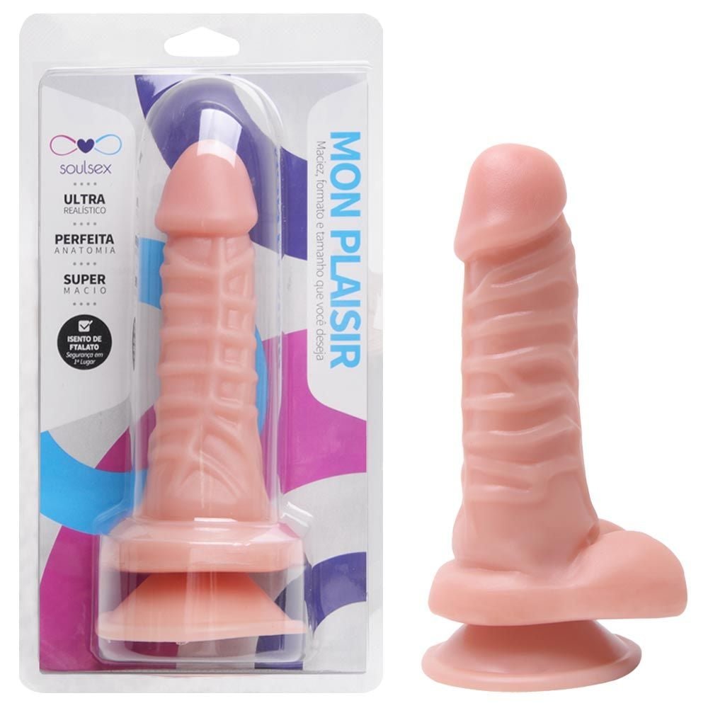 Prótese Maciça Realística Com Ventosa 14 X 3,5cm Soulsex
