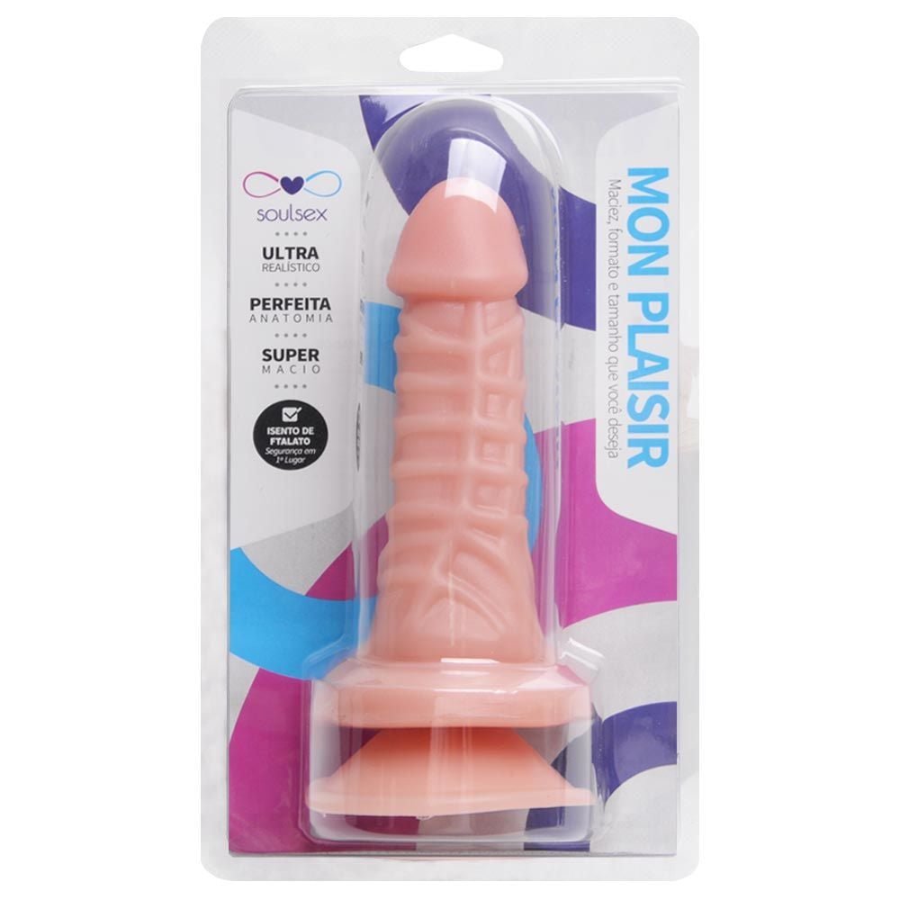 Prótese Maciça Realística Com Ventosa 14 X 3,5cm Soulsex