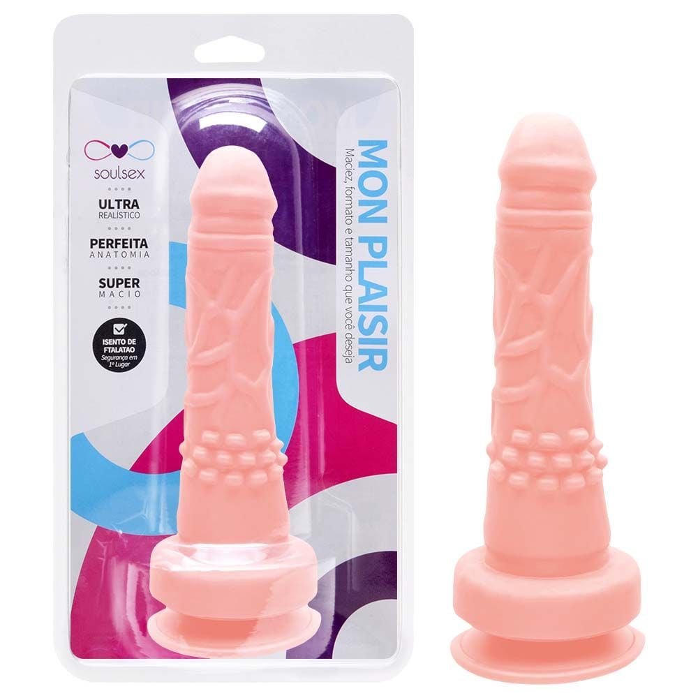 Prótese Maciça Realística Com Ventosa 17 X 3,5cm Soulsex