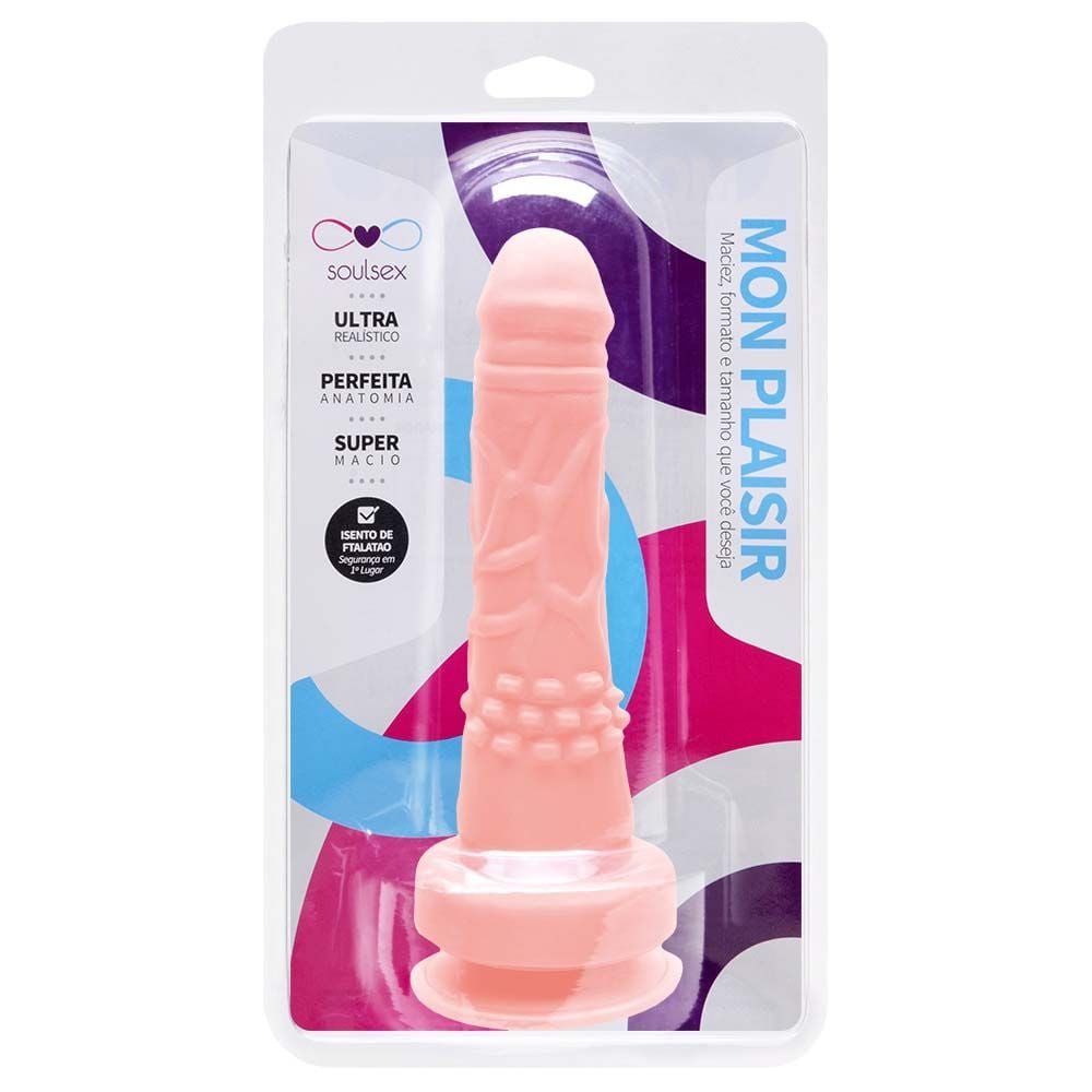 Prótese Maciça Realística Com Ventosa 17 X 3,5cm Soulsex