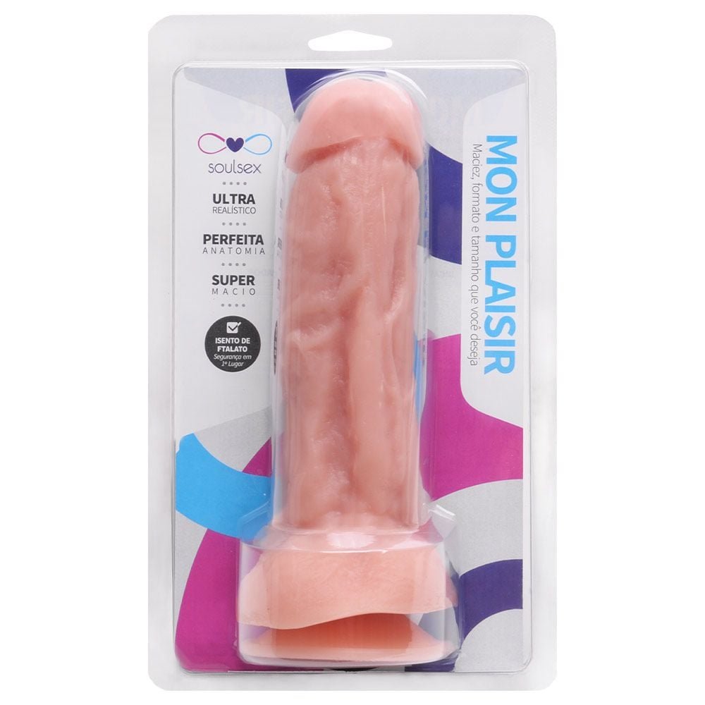 Prótese Maciça Realística Com Ventosa 18 X 4,5cm Soulsex