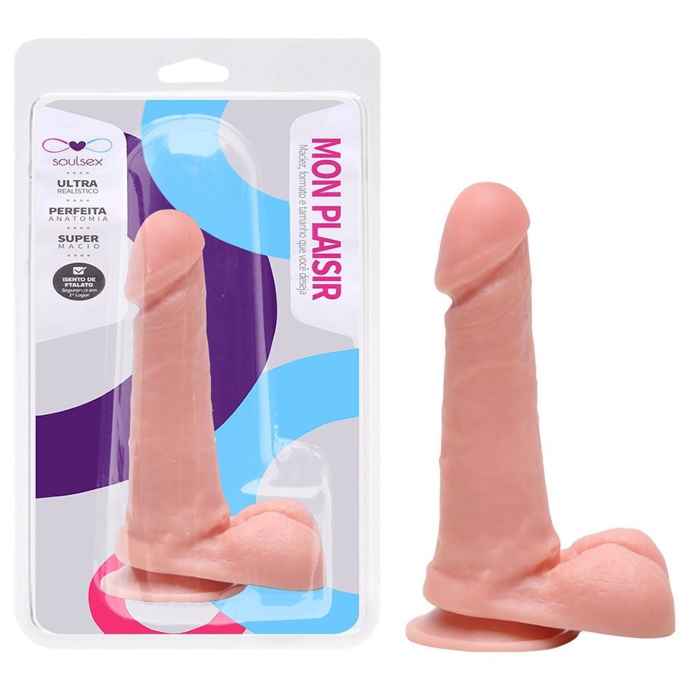 Prótese Maciça Realística Ventosa 17,5 X 3,5cm Soulsex