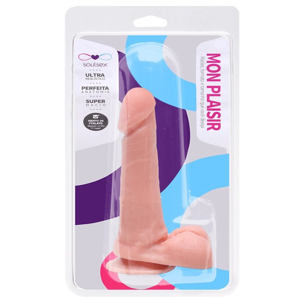 Prótese Maciça Realística Ventosa 17,5 X 3,5cm Soulsex