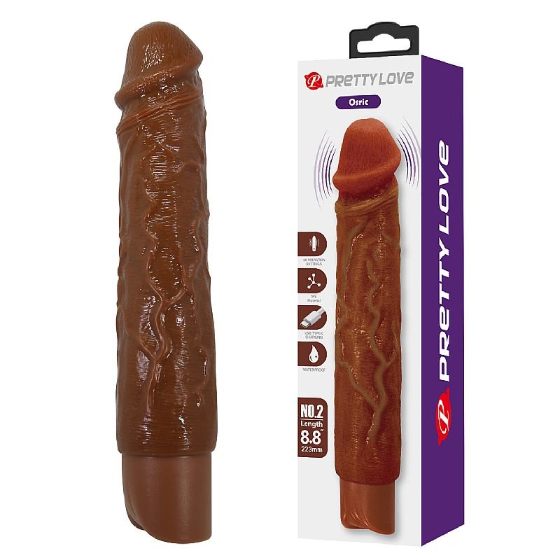 Prótese Realístico com Vibrador - Osric Marrom - 22,3 x 4,0 cm - Pretty Love