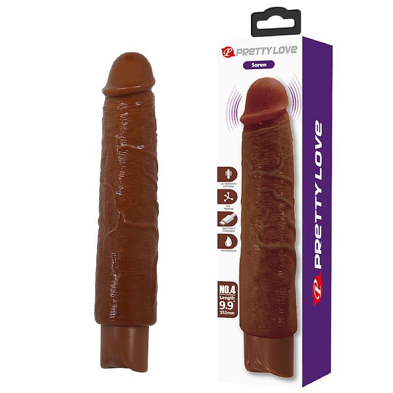 Prótese Realístico com Vibrador - Soren Marrom - 25,2 x 4,3 cm - Pretty Love