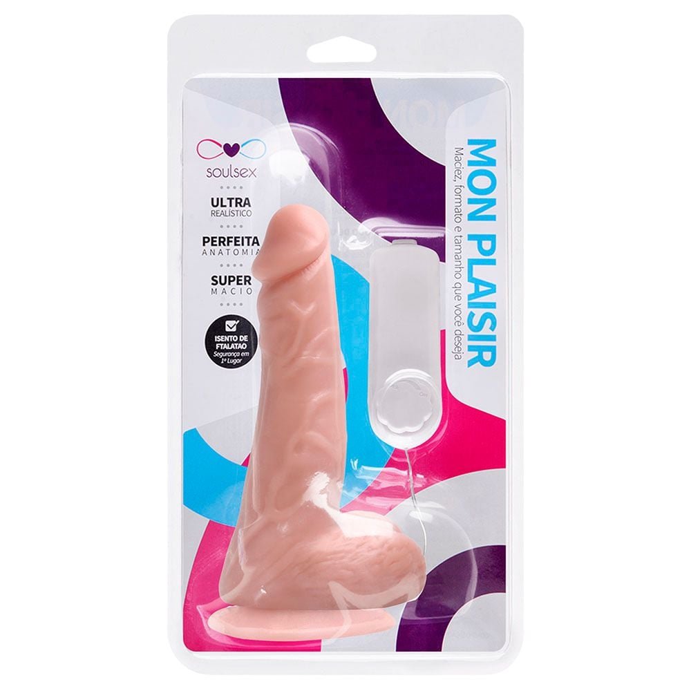 Prótese Vibrador Com Ventosa 16 X 4cm Soulsex