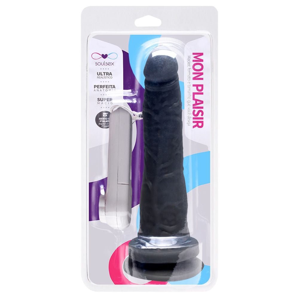 Prótese Vibrador Com Ventosa 17,5 X 3,5cm Soulsex