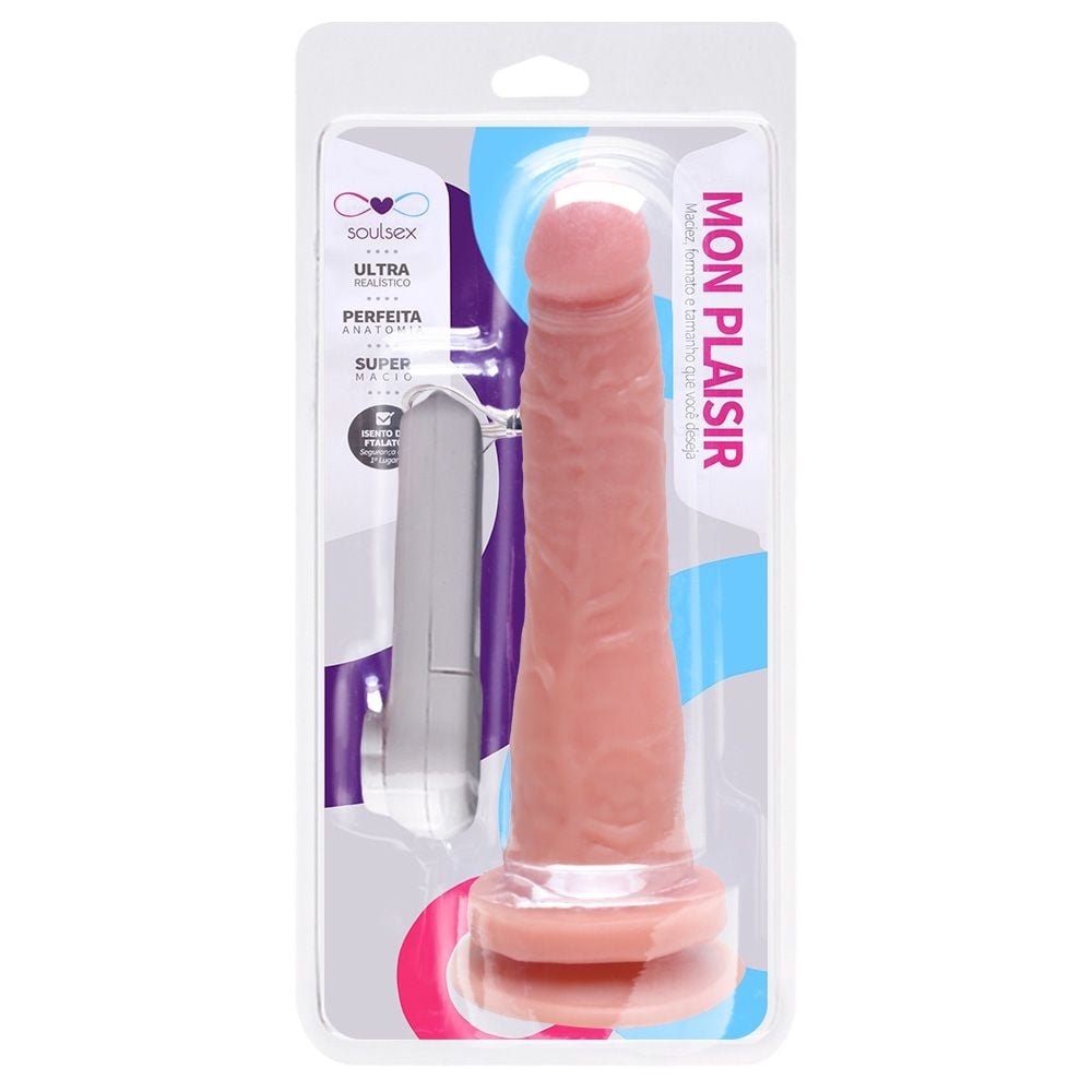 Prótese Vibrador Com Ventosa 17,5 X 3,5cm Soulsex