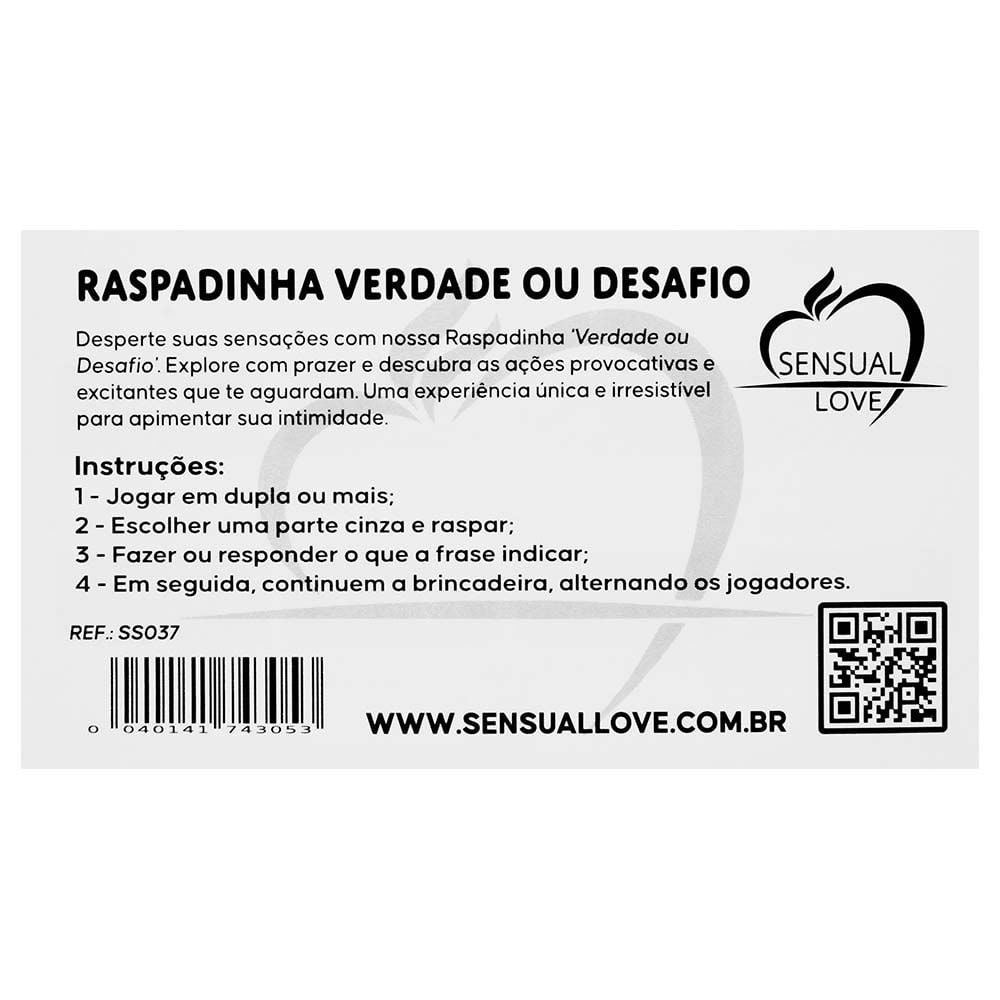 Raspadinha Verdade Desafio Unitária Sensual Love