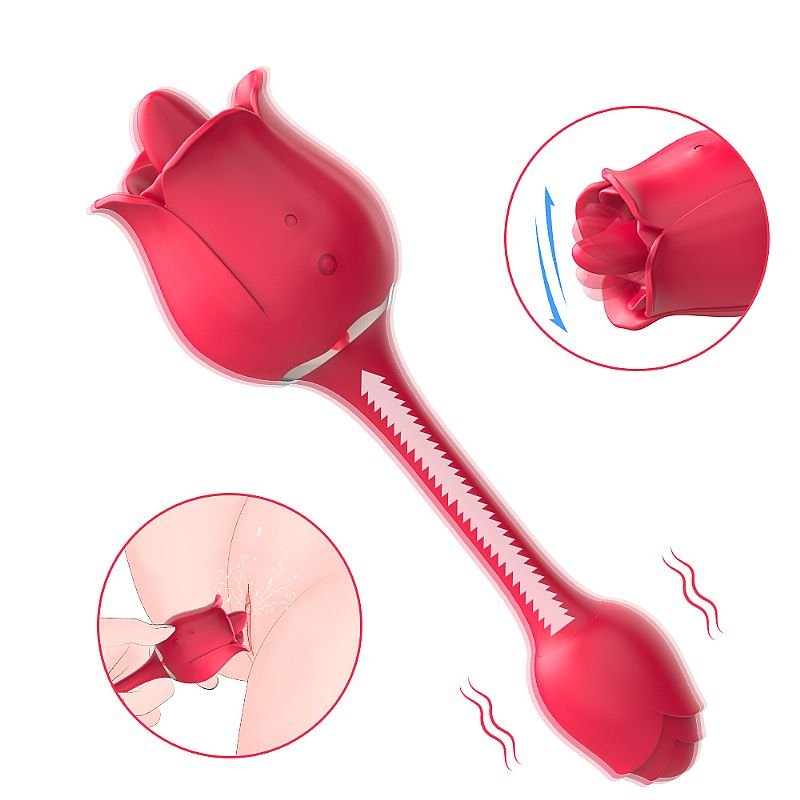 Rosa com Língua Estimuladora de Clitóris e ponto G - Rose Pro 5 - S-Hande
