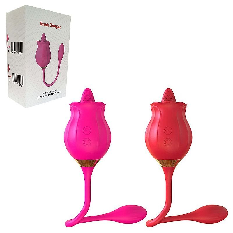 Rosa com Língua estimuladora de Clitóris e Ponto G - Snak Tongue - Pink