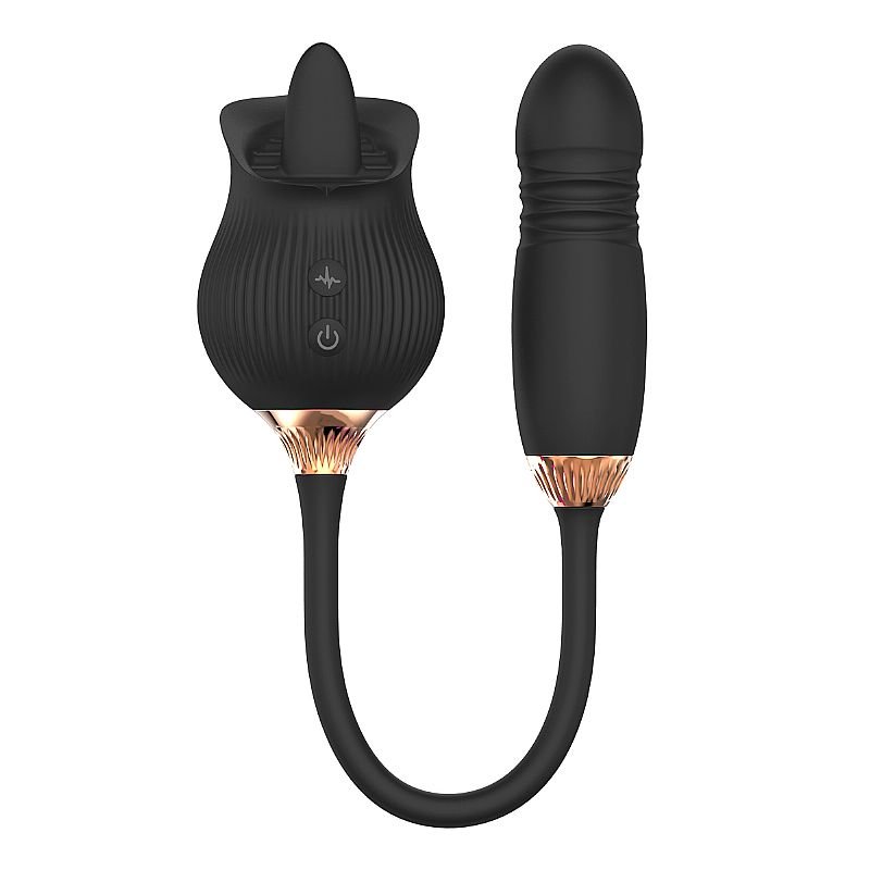 Rosa Estimuladora de Clitóris e ponto G - Tongue 2 - Preto