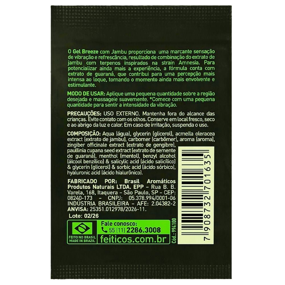 Sachê Breeze Excitante Jambu E Terpenos 1g Feitiços