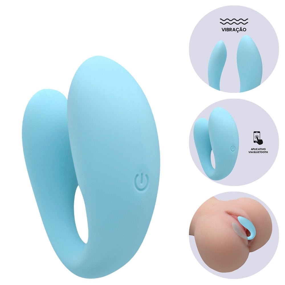 Sincronia Azul 9 Vibrações Aplicativo Silicone Intt