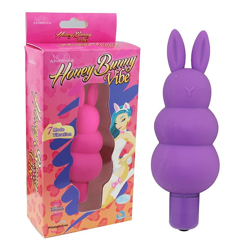 Vibrador Bunny em Puro Silicone com 7 Vibrações - Toque Aveludado - Aphrodisia - Roxo