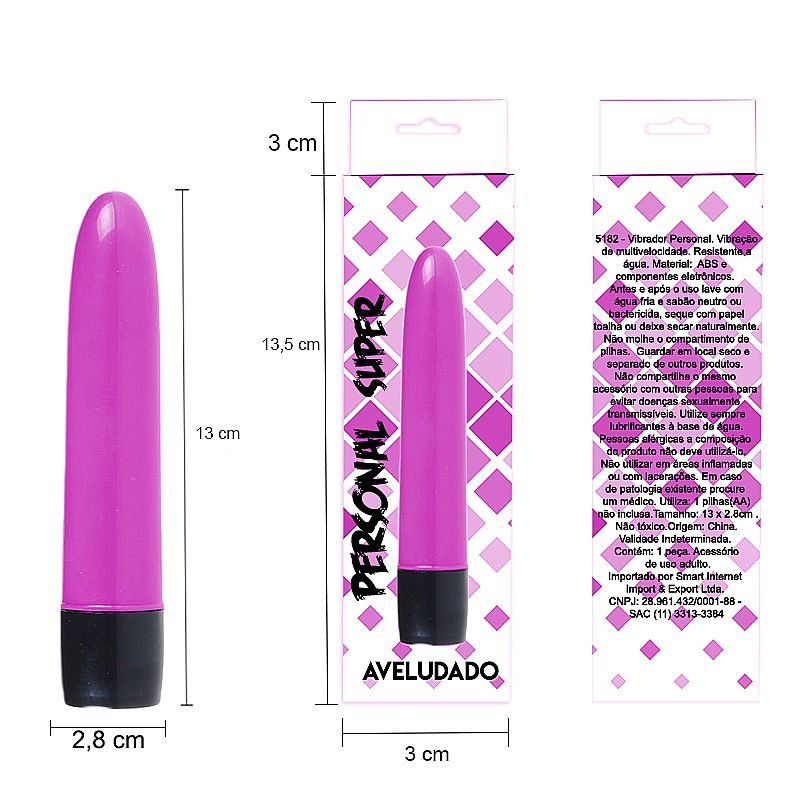 Vibrador Clássico Personal de 13 cm - Aveludado - Rosa