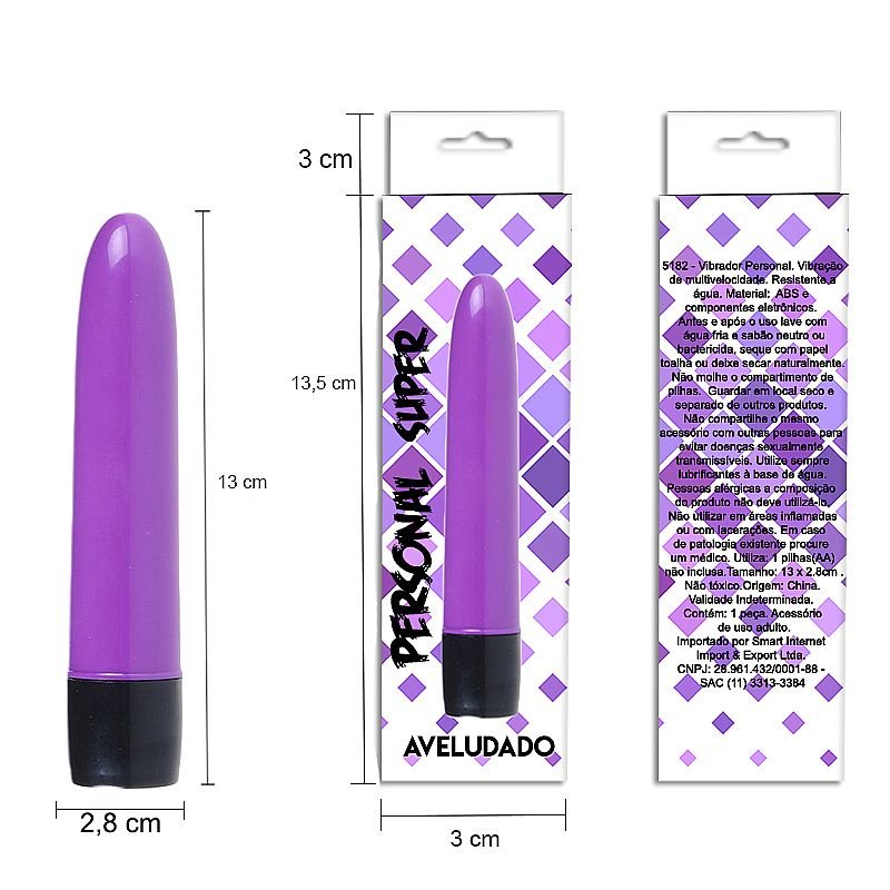 Vibrador Clássico Personal de 13 cm - Aveludado - Roxo