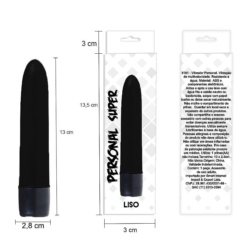 Vibrador Clássico Personal de 13 cm - Liso - Branco