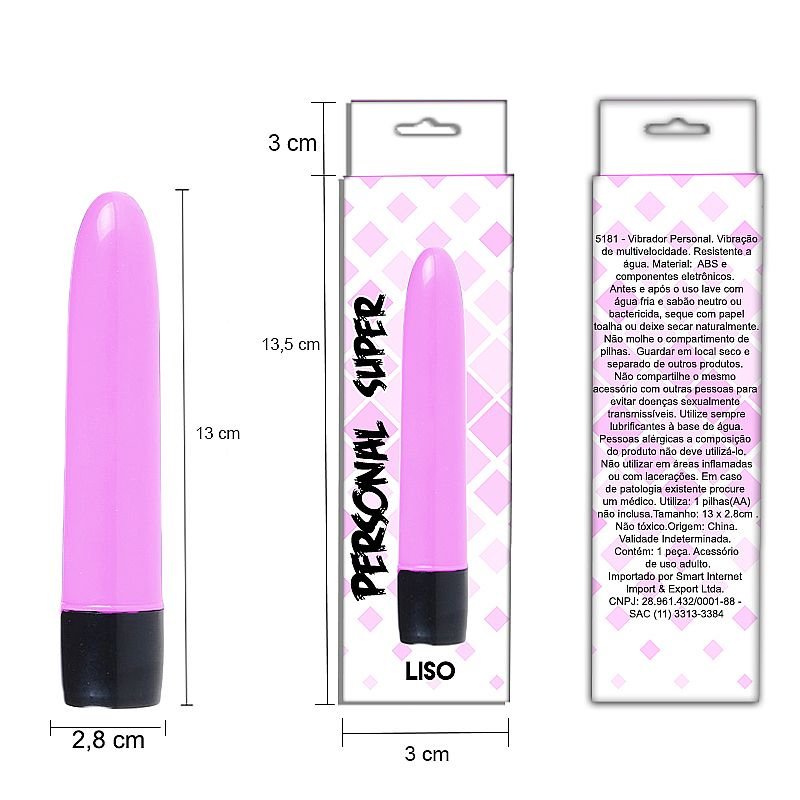 Vibrador Clássico Personal de 13 cm - Liso - Rosa