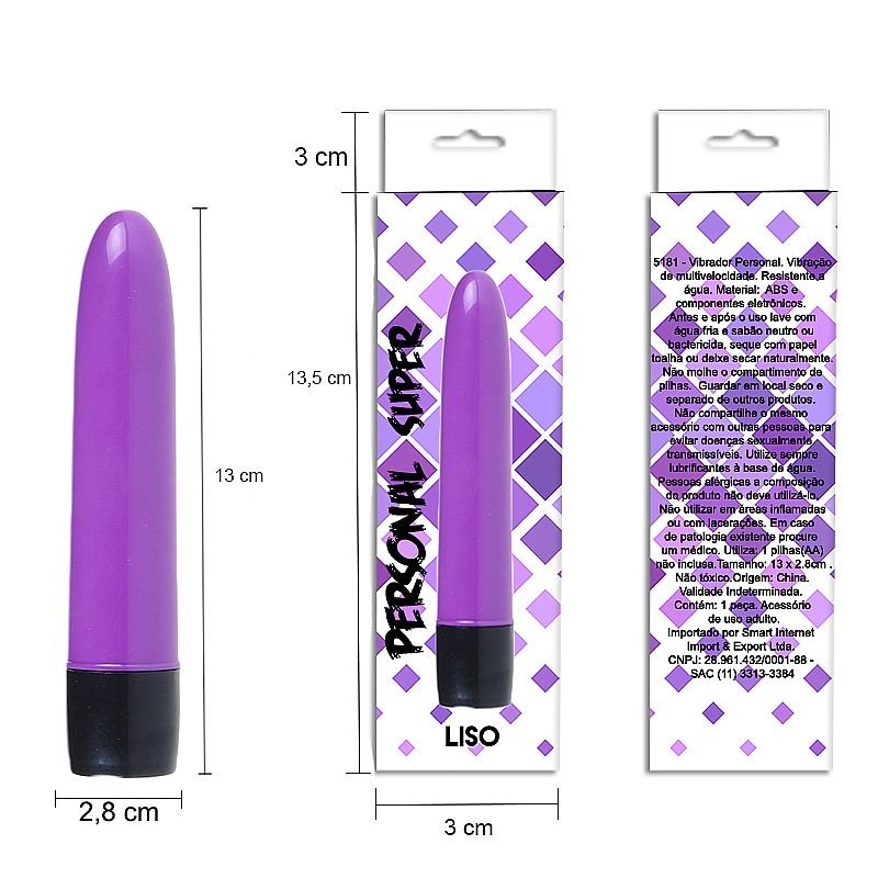 Vibrador Clássico Personal de 13 cm - Liso - Roxo