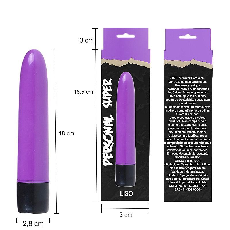Vibrador Clássico Personal de 18 cm - Liso - Roxo