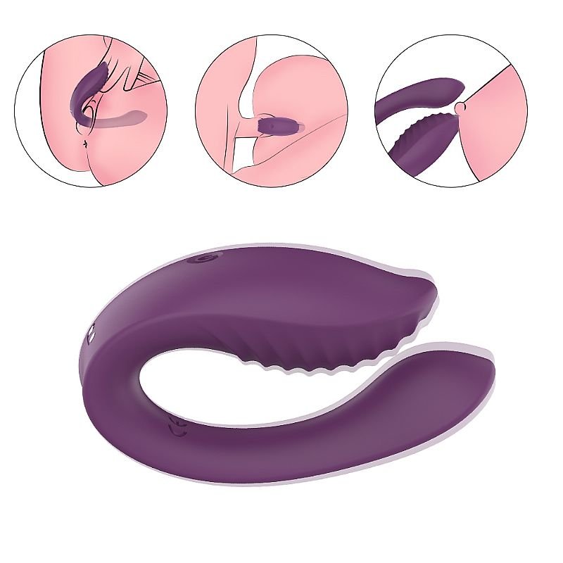 Vibrador de casal com controle - Roxo