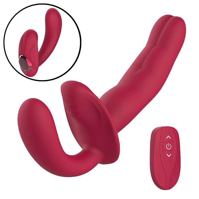 Vibrador de Casal com Ponto G - Strapless / Com controle Remoto - Olive