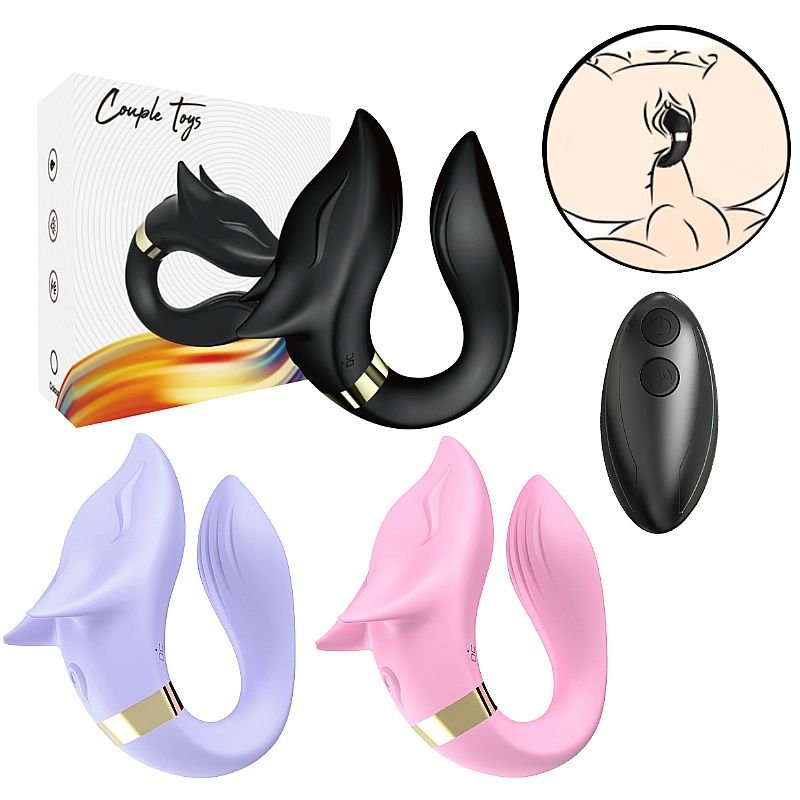 Vibrador de Casal / Formato de Lobo com controle Remoto - Rosa
