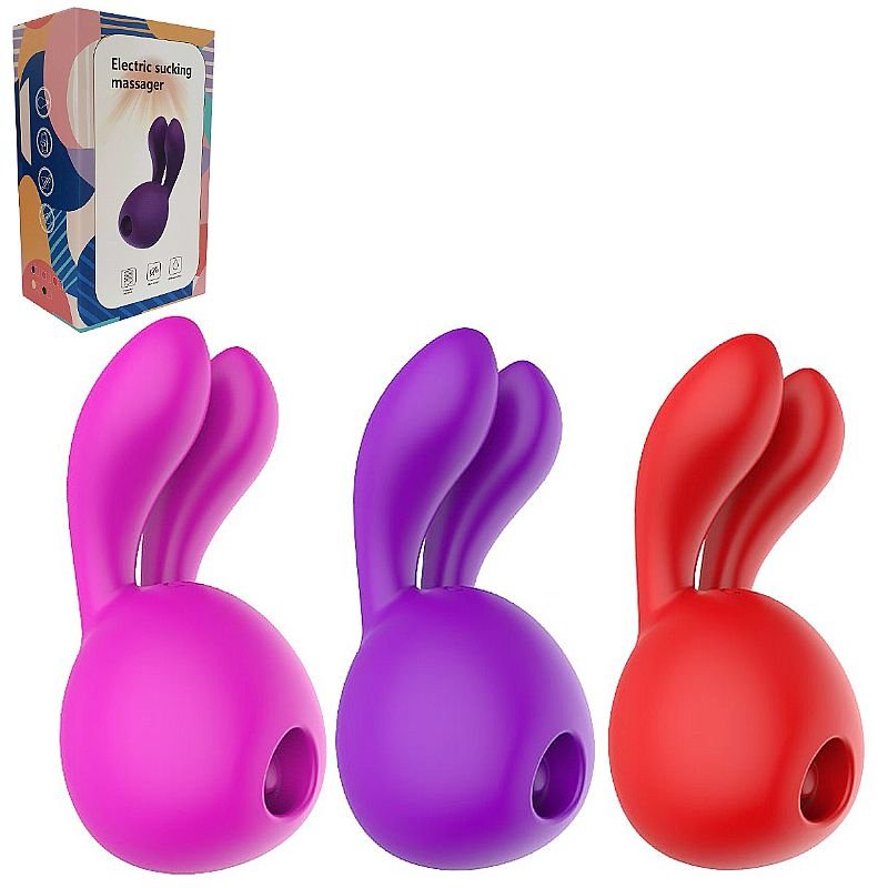 Vibrador de clitóris com Formato de coelho / Pulsação - Vermelho