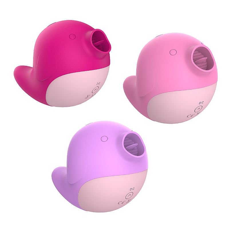 Vibrador de Clitóris com Língua em Silicone Líquido - Formato de Peixe - Myna - Pink