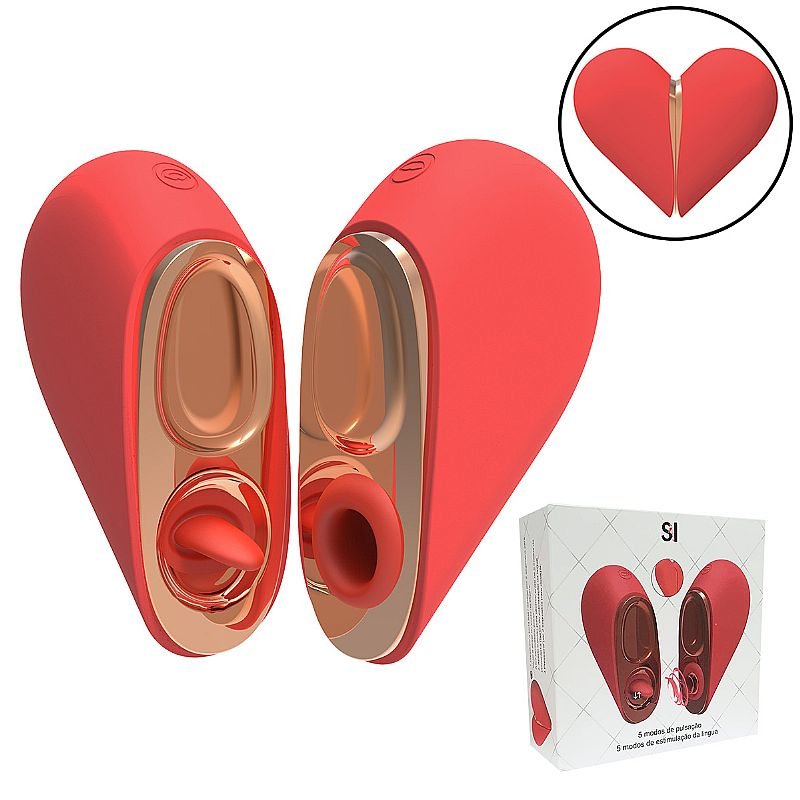 Vibrador de clitóris com Pulsação e Estimulação com Língua - Coração