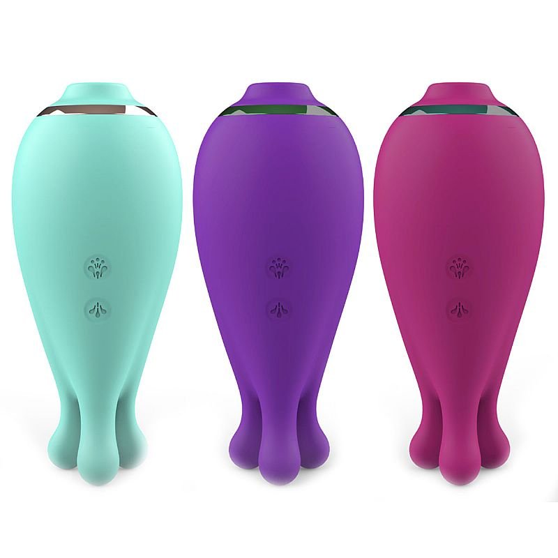 Vibrador de clitóris com Pulsação e Rotação - Kraken - S-Hande - Azul Tiffany