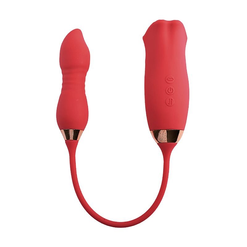 Vibrador de clitóris formato de Boca com Bullet Vai e vem 2