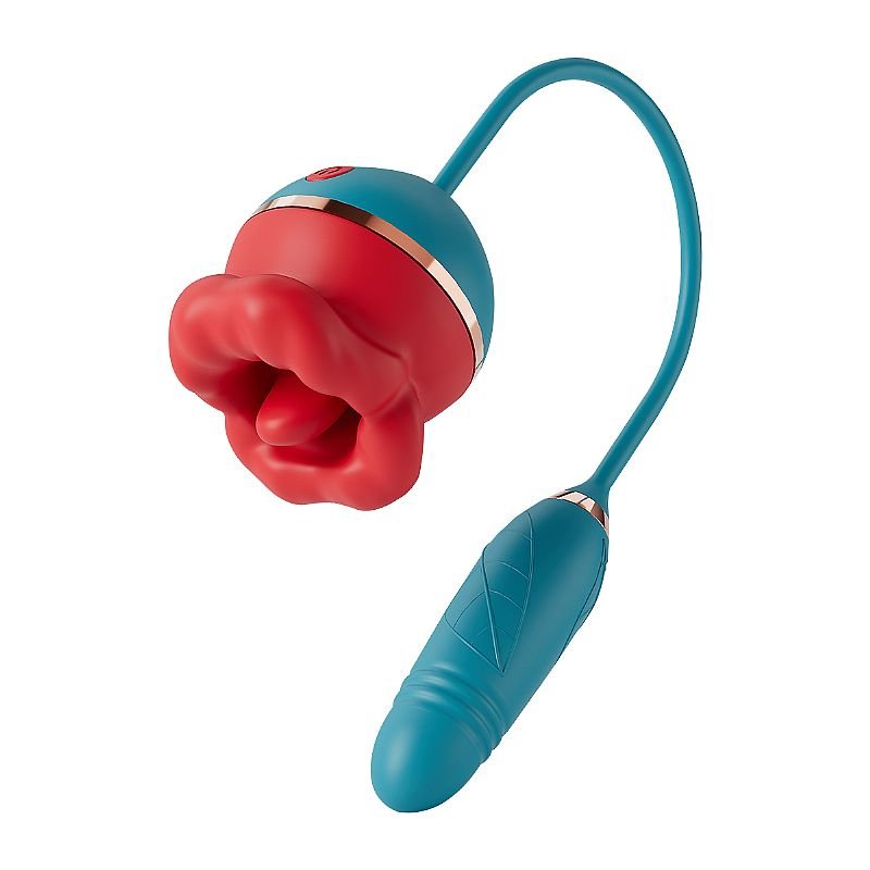 Vibrador de clitóris formato de Boca com Bullet Vai e vem