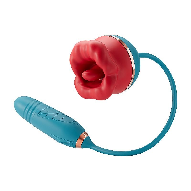 Vibrador de clitóris formato de Boca com Bullet Vai e vem