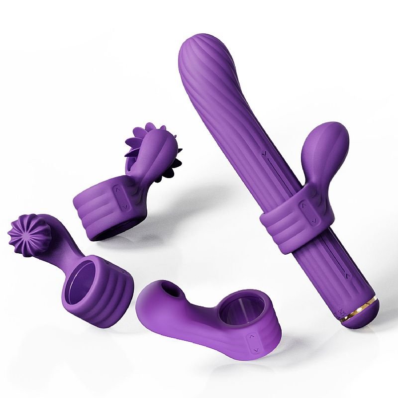 Vibrador de Ponto G com 4 Acessórios Para Clitóris - MAGIC STICK S1 PLUS - Rosa