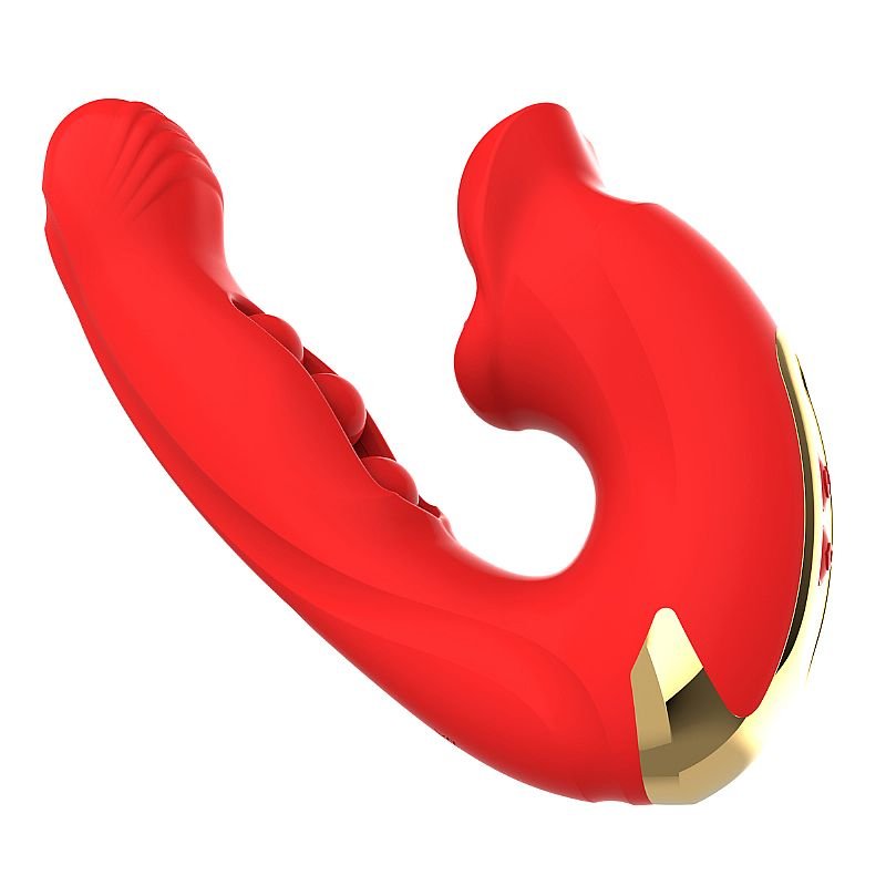 Vibrador de Ponto G com Bolinhas e Clitóris com Movimento de Boca