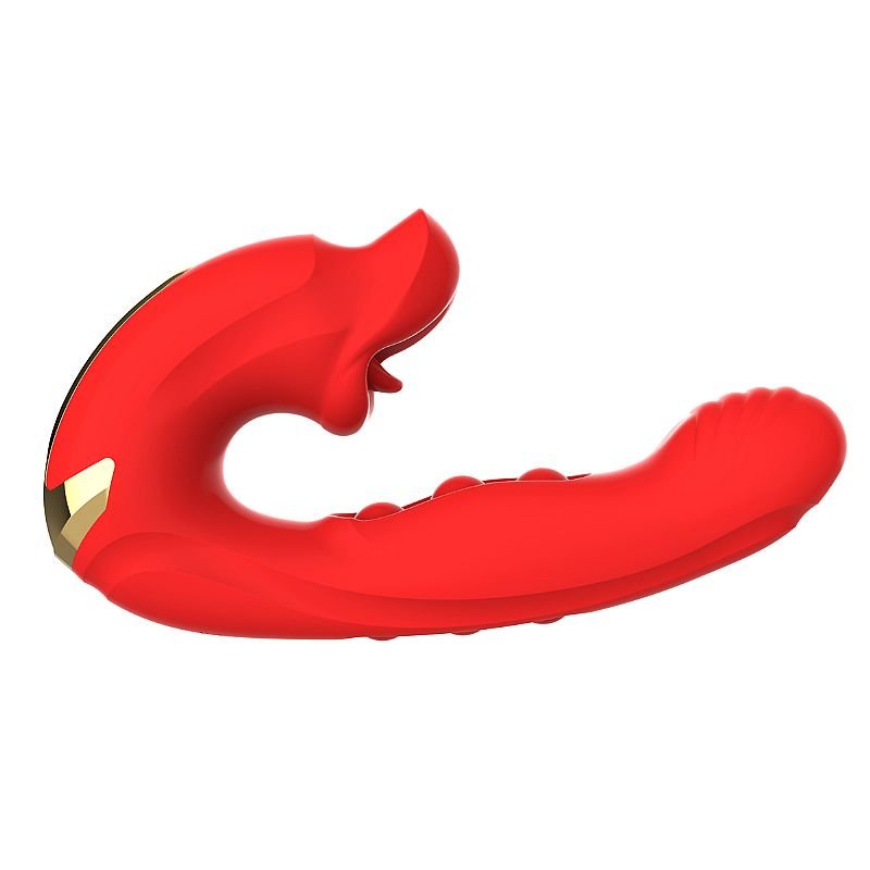 Vibrador de Ponto G com Bolinhas e Clitóris com Movimento de Boca