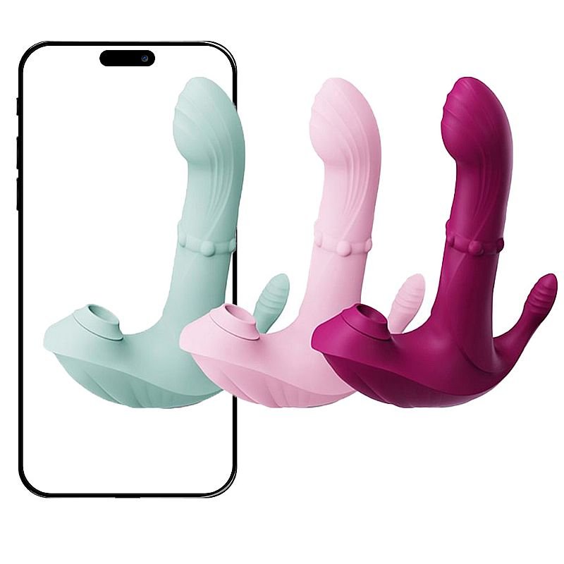 Vibrador de ponto G com Dedilhar / Pulsação / vai e vem de Anel - À Longa Distância - APP - Roxo