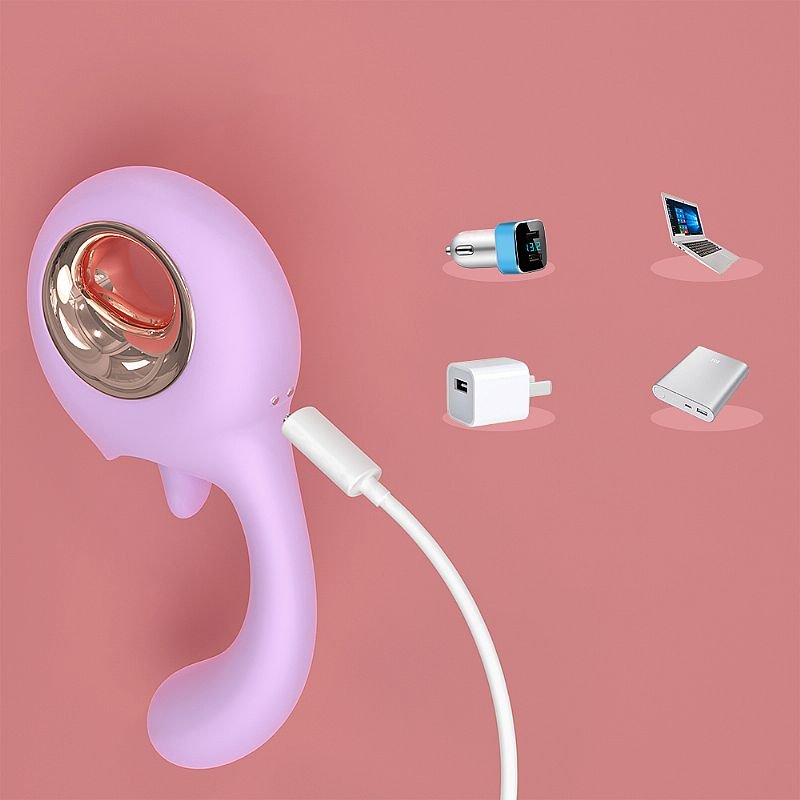 Vibrador de Ponto G com Língua estimuladora - Woo - S-Hande - Lilás