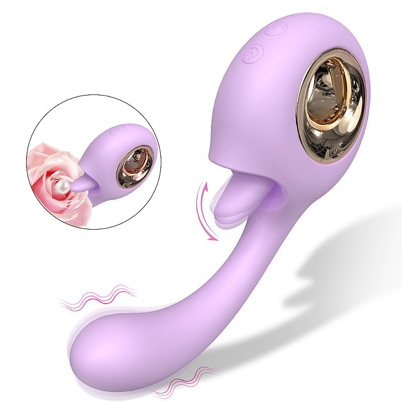 Vibrador de Ponto G com Língua estimuladora - Woo - S-Hande - Vinho