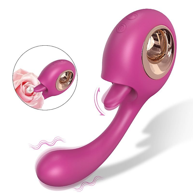 Vibrador de Ponto G com Língua estimuladora - Woo - S-Hande - Vinho