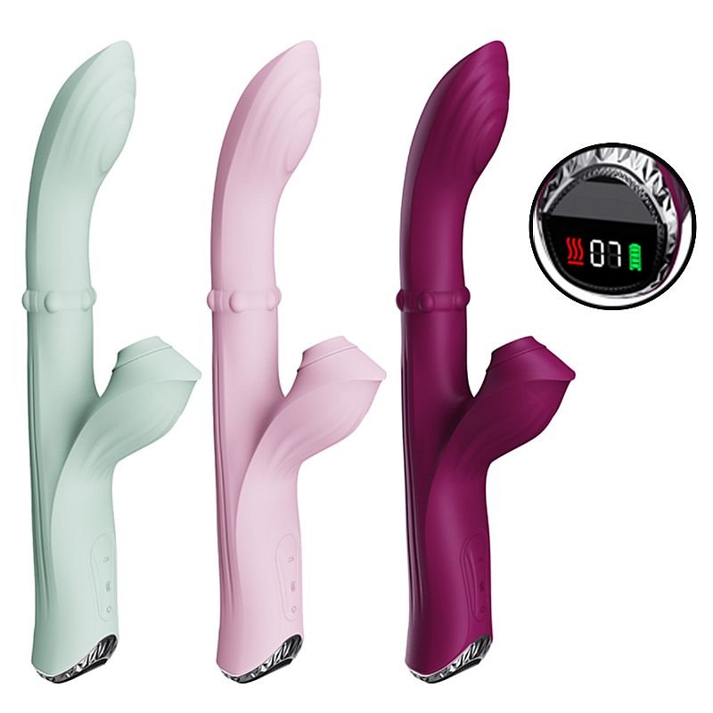 Vibrador de ponto G com Pulsação / Vai e Vem de Anel com Tela de LCD - Rosa