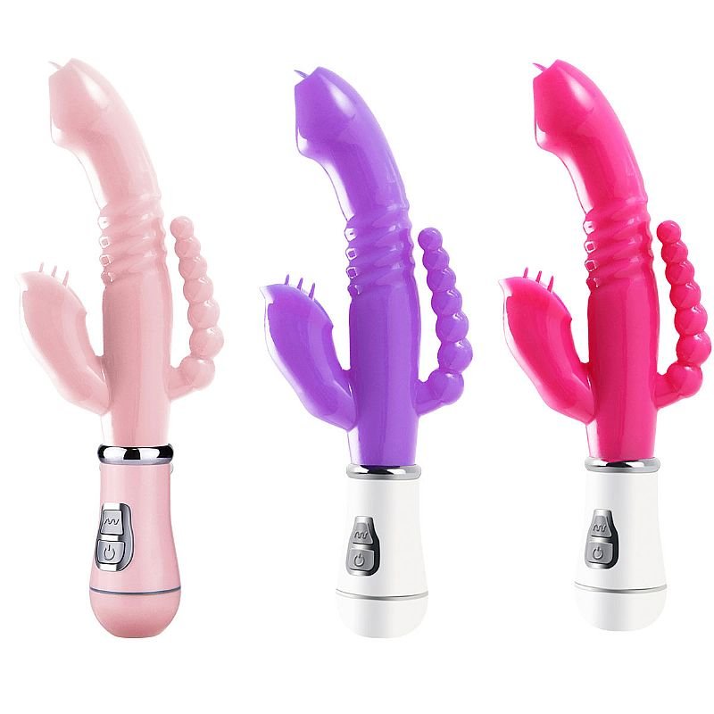 Vibrador de Ponto G e Clitóris á Pilha AA - Jelly - 3 em 1 - Pink
