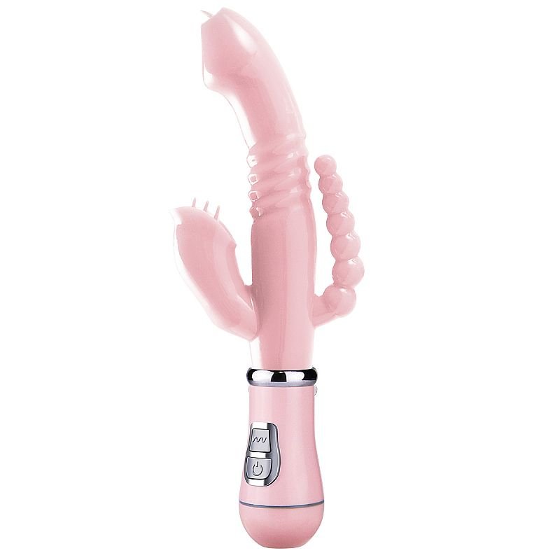 Vibrador de Ponto G e Clitóris á Pilha AA - Jelly - 3 em 1 - Pink