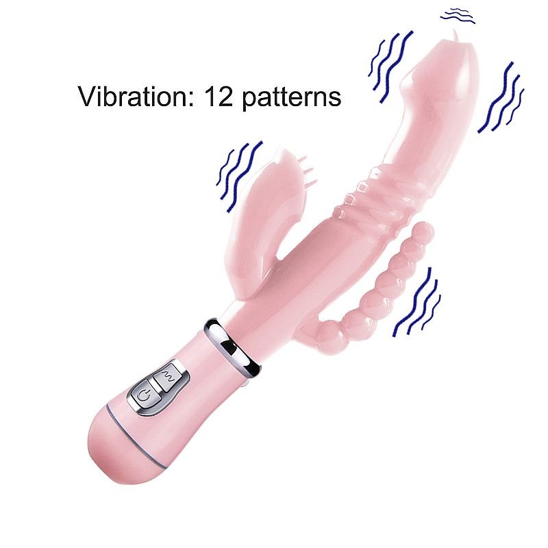Vibrador de Ponto G e Clitóris á Pilha AA - Jelly - 3 em 1 - Rosa