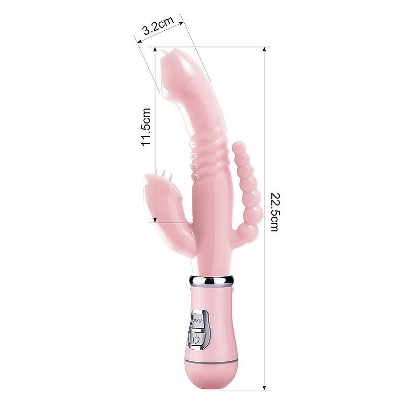 Vibrador de Ponto G e Clitóris á Pilha AA - Jelly - 3 em 1 - Rosa