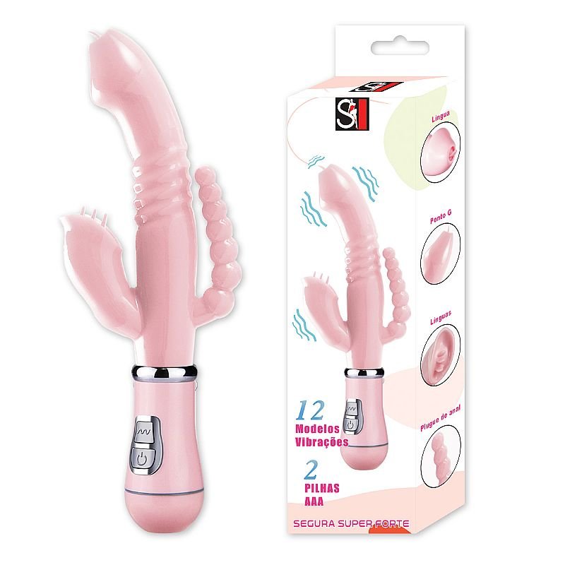 Vibrador de Ponto G e Clitóris á Pilha AA - Jelly - 3 em 1 - Roxo